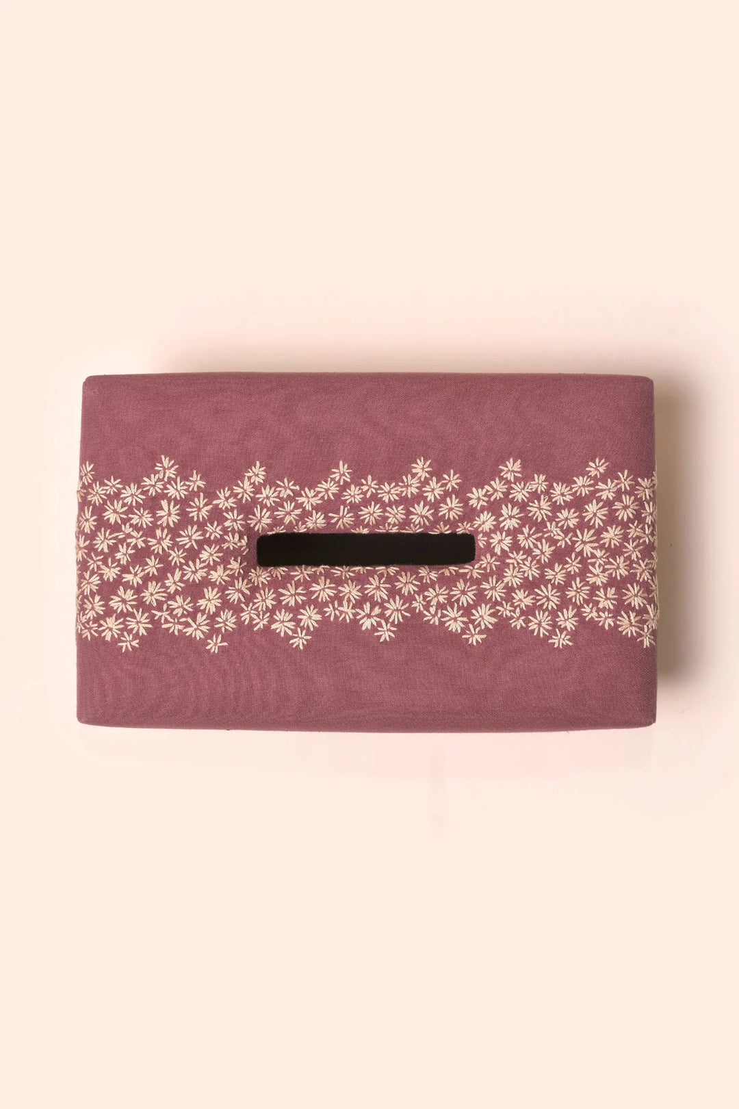 Handwoven Floral Tissue Box | Scarlet Handwoven Tissue Box - Maroon
