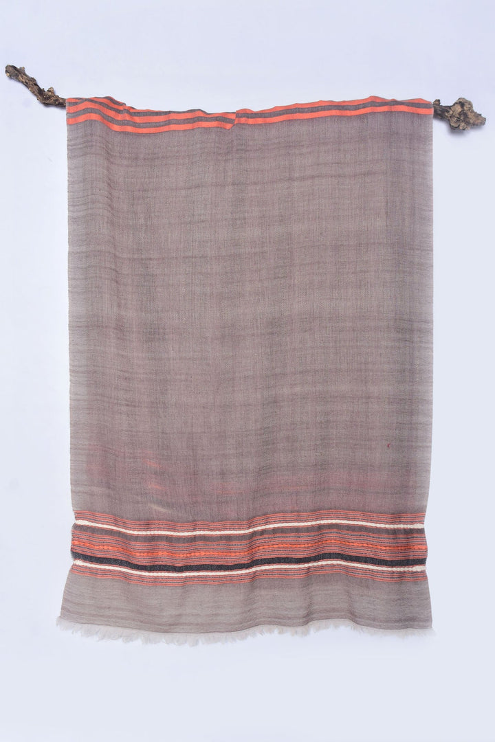 Pashmina Stole: Handwoven with Twill Weave and Hand Embroidery | Fordgo Handwoven Pashmina Stole - Brown Orange White & Black
