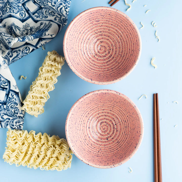 8-Piece Microwave Safe Handmade Ceramic Dinner Set | Handmade Ceramic Dinner Set of 8 Pcs - Pastel Pink