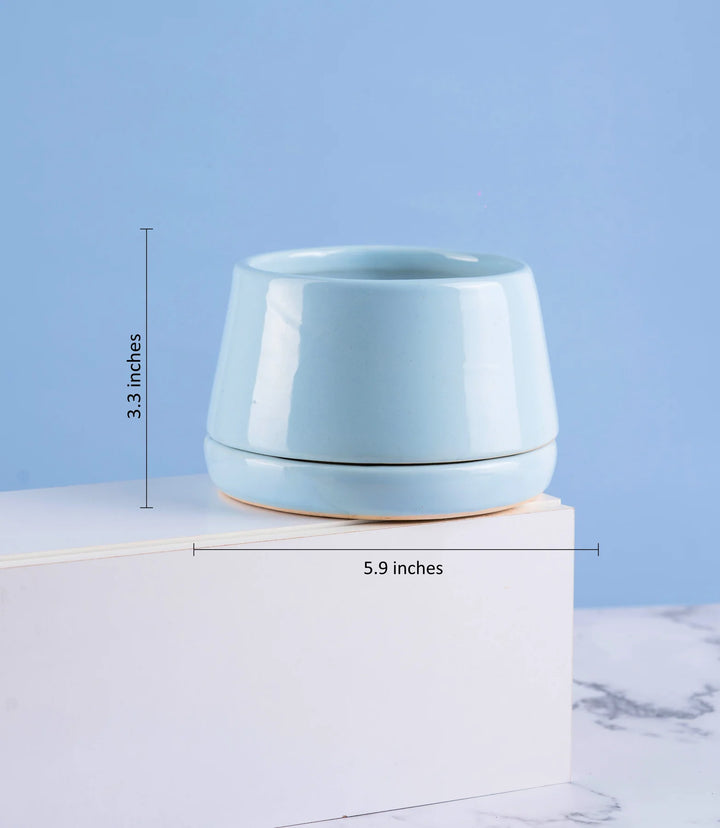 Blue Ceramic Pot | Ciel 5 Inch Ceramic Pot in Sky Blue Color