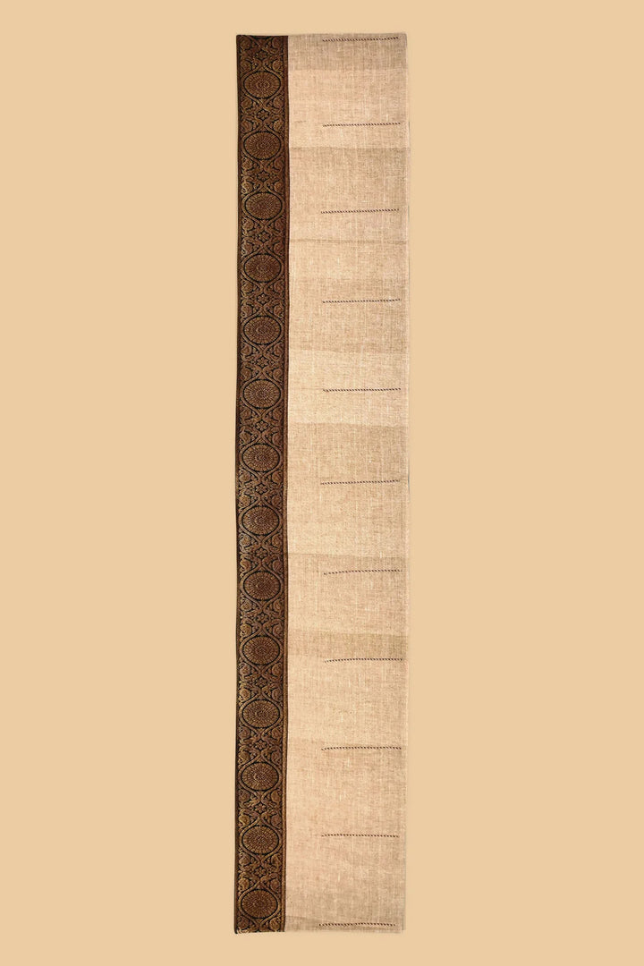 Beige Cotton Table Runner - 80 x 14 | Romani Handwoven Table Runner - Beige
