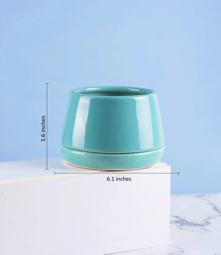 Ceramic Pot in Teal Color | Ciel 6 Inch Ceramic Pot in Teal Color