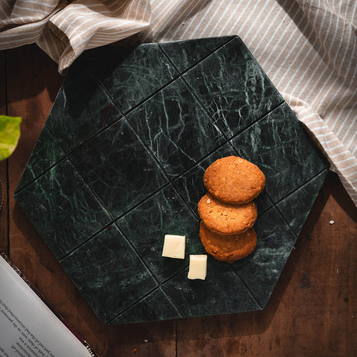 Dark Hexagon Wooden Chopping and Serving Board | Hand Crafted Dark Hexagon Chopping and Serving Board