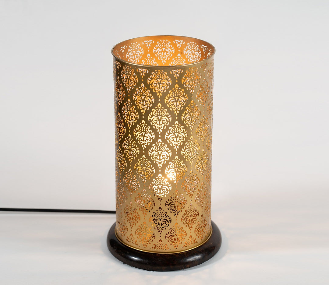 Hand-Etched Gold Metal Ambient Lamp