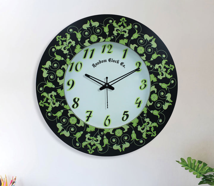 Modern Green and Black Decorative Wall Clock