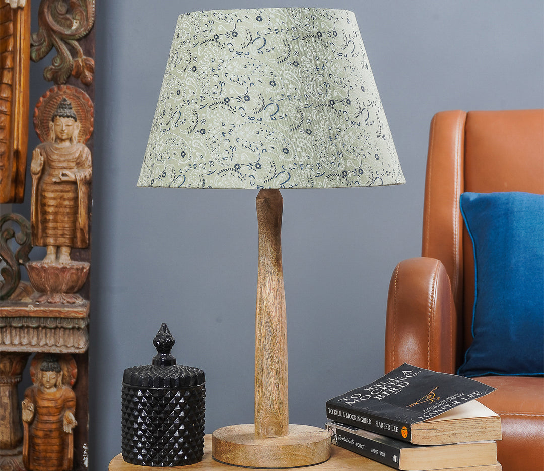 Green Floral Table Lamp with Shade (Large)