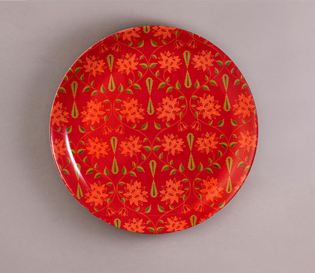 Red Ceramic Babur the Great Decorative Wall Plate