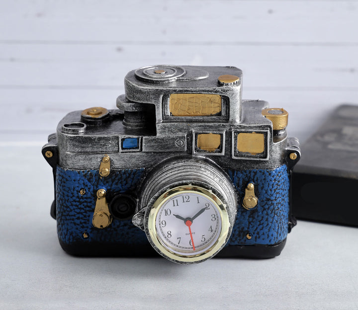 Whimsical Camera Table Clock in Resin