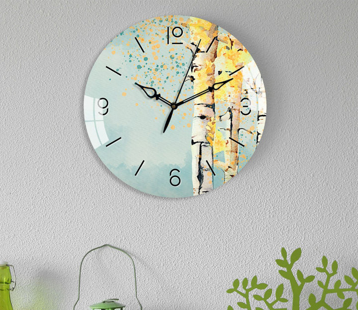 Elegant Dried Bamboo Printed Acrylic Wall Clock