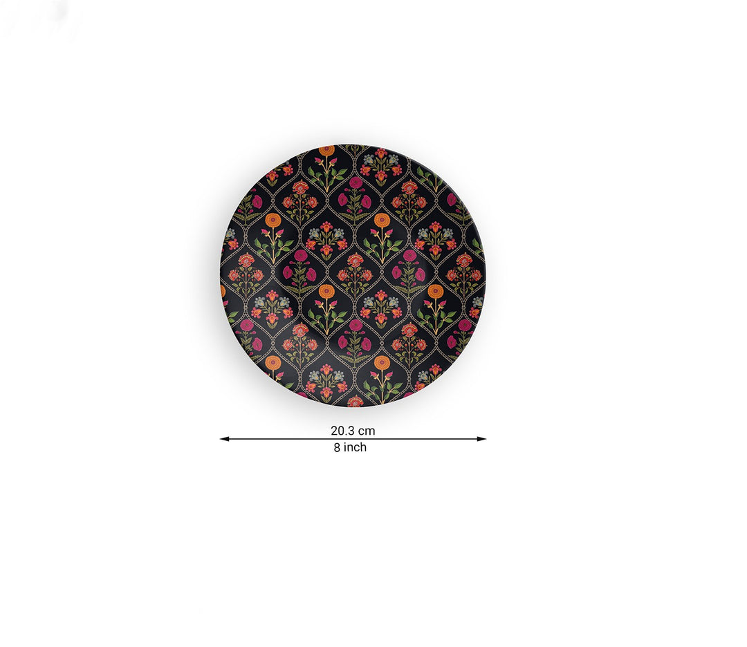Black Aesthetic Ceramic Floral Decorative Wall Plate