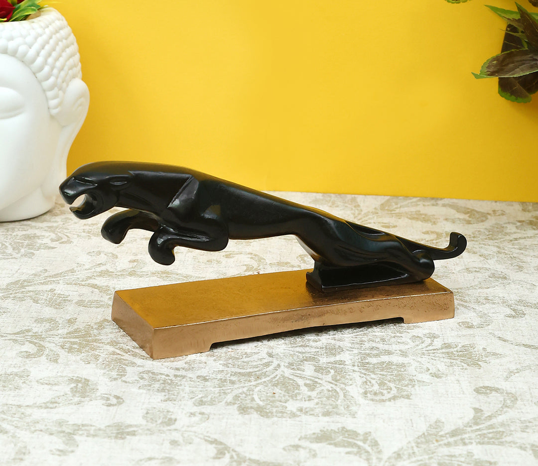 Gold Panther Figurine | Panther Leap With Base (Gold)