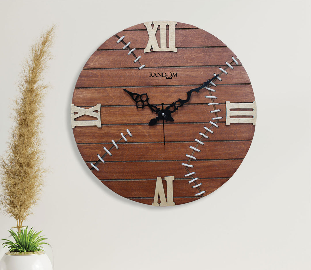 Rustic Brown Wooden Wall Clock