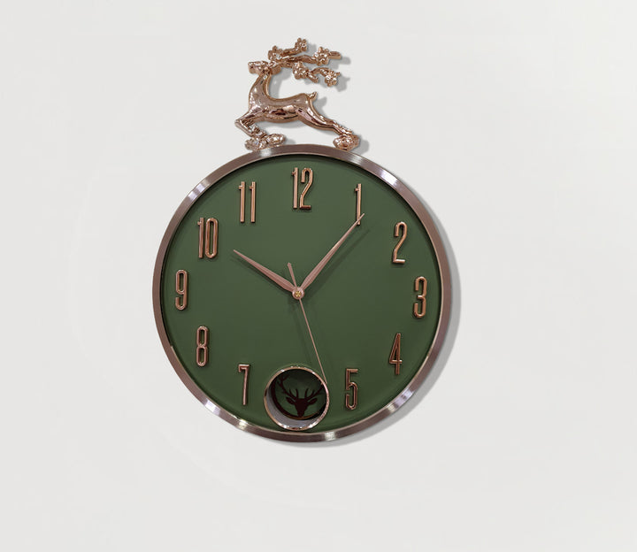 Modern Green Reindeer Pendulum Wall Clock