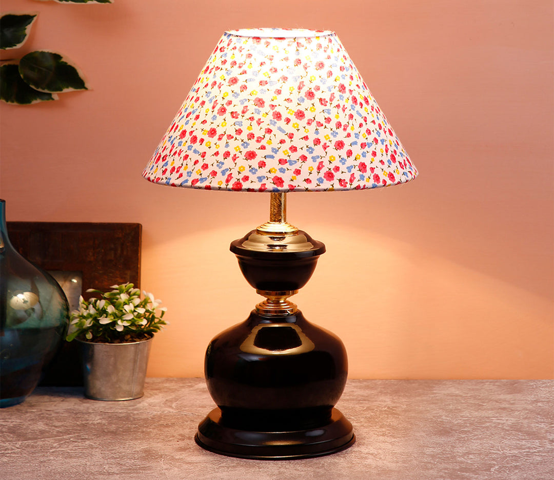 Table Lamp with Multicolored Fabric Shade