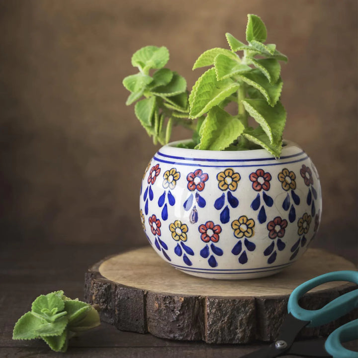Handmade Ceramic Sunflower Planter with Drainage Hole | Sunflower Planter Pot