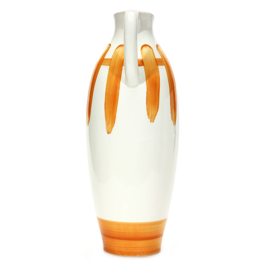 Ceramic Orange and White Vase | Artistic Ceramic Jug Vase - Orange & White