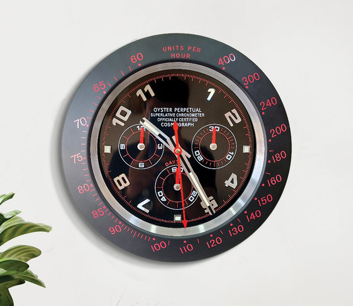 Black Chronograph Stainless Steel Wall Clock