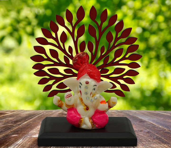 Decorative Figurine with Wooden Accent