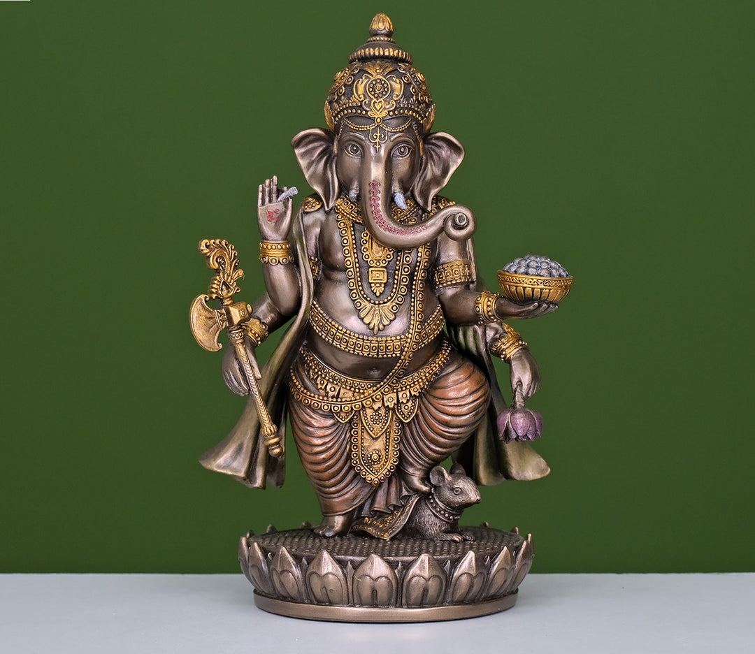 Standing Ganesha Murti in Cold Cast Bronze