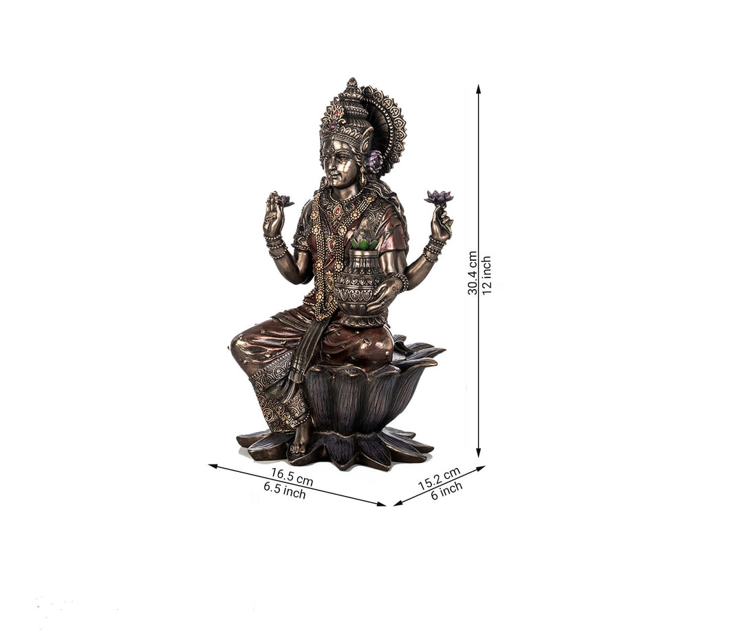 Captivating Bronze Statue of Goddess Lakshmi on Lotus