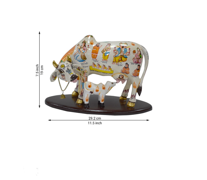 Majestic Multicolor Handpainted Marble Nandi Statue