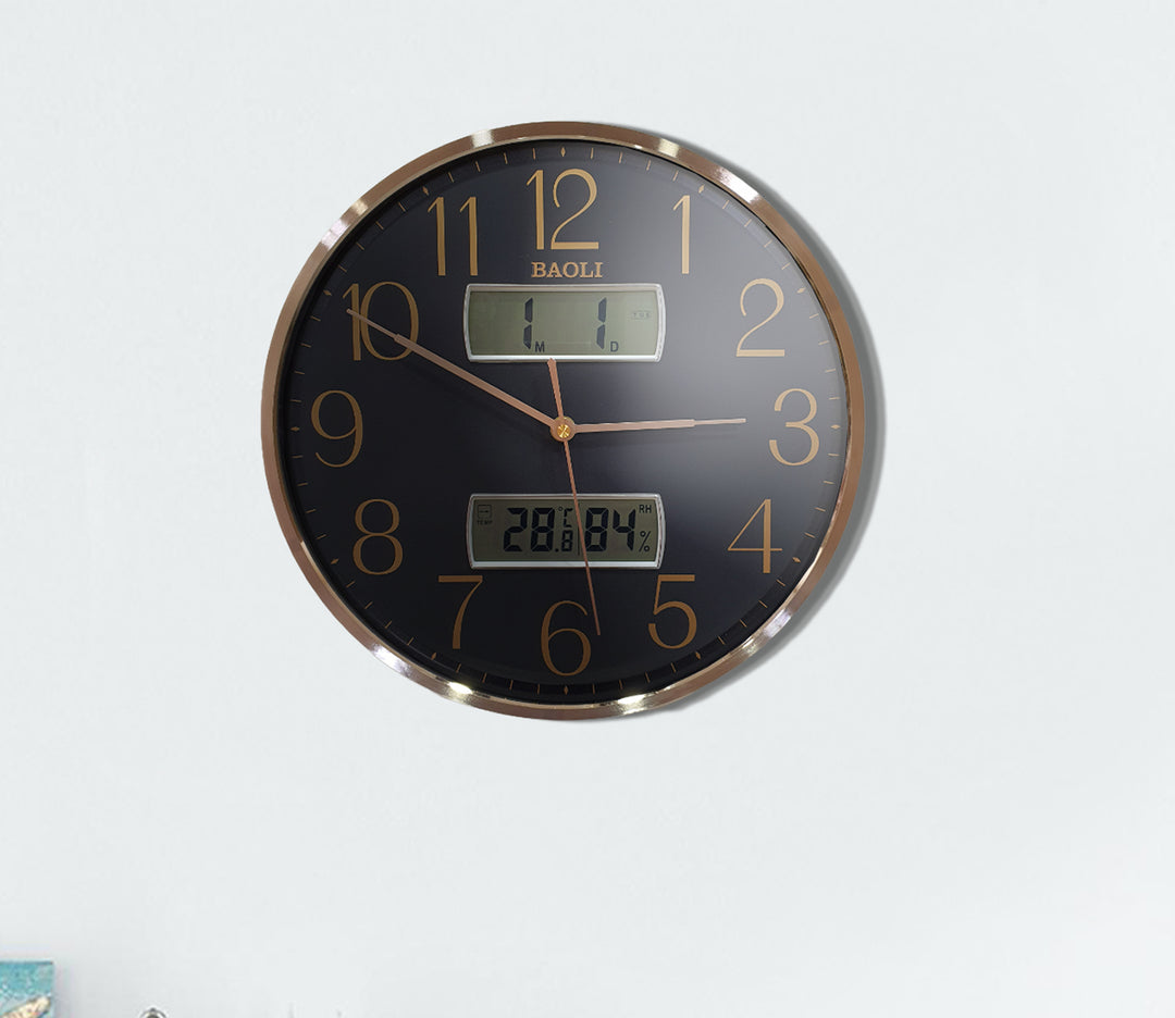 Black Environmental Monitoring Wall Clock