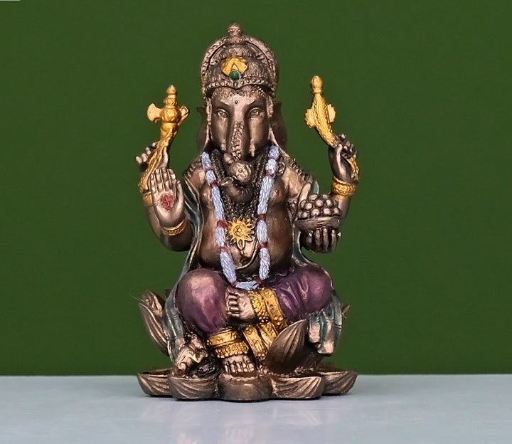 Multicolor Bronze Lord Ganesha on Lotus