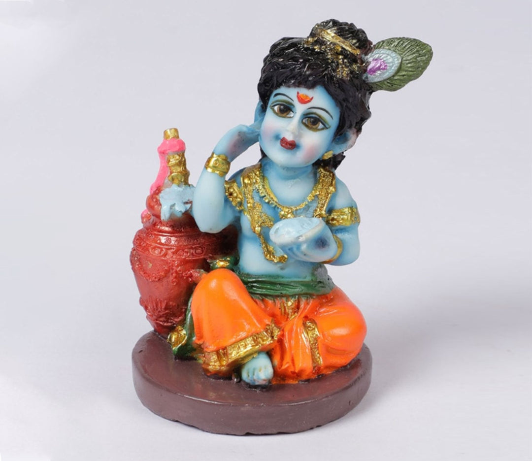 Captivating Multicolor Marble Lord Krishna as Makhan Chor Statue