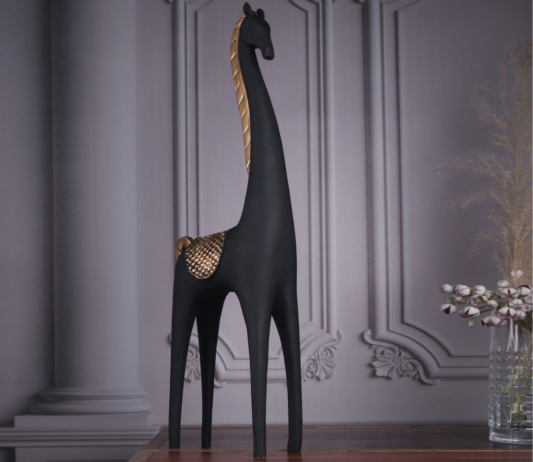 Black Polyresin Giraffe Sculpture | Black Premium Polyresin Giraffe Art Sculpture