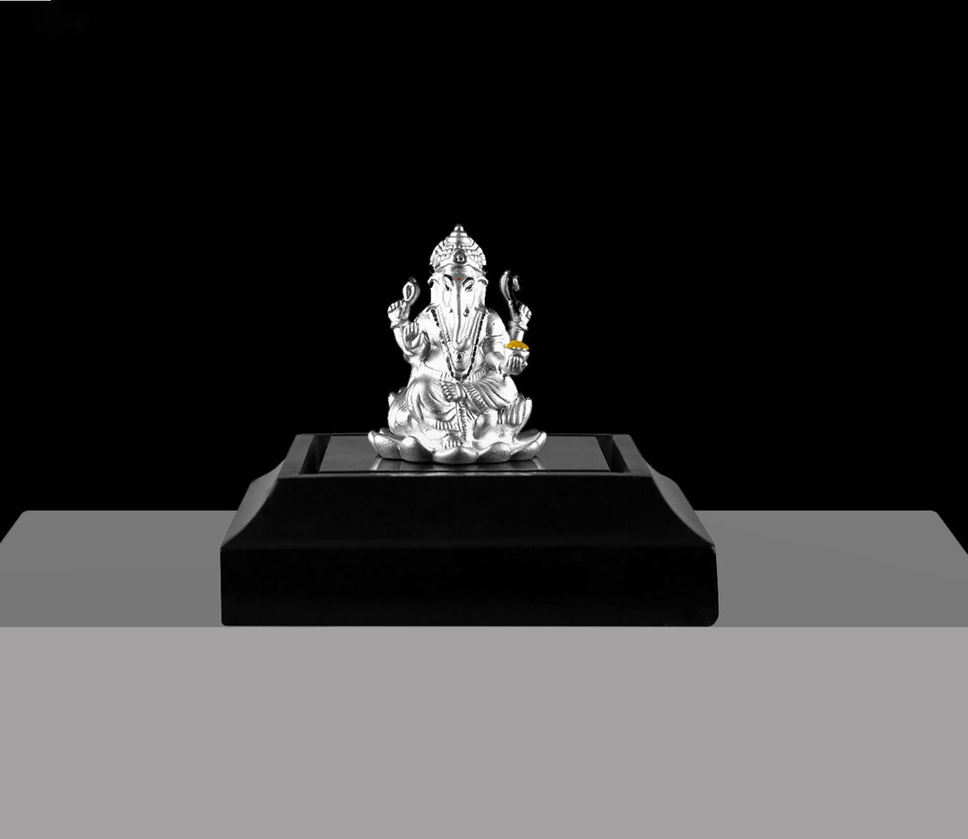 Captivating Pure Silver Ganesh Idol (1.2" x 1.5")