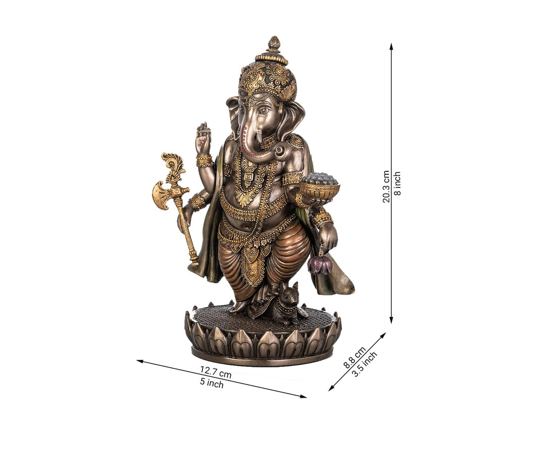 Standing Ganesha Murti in Cold Cast Bronze