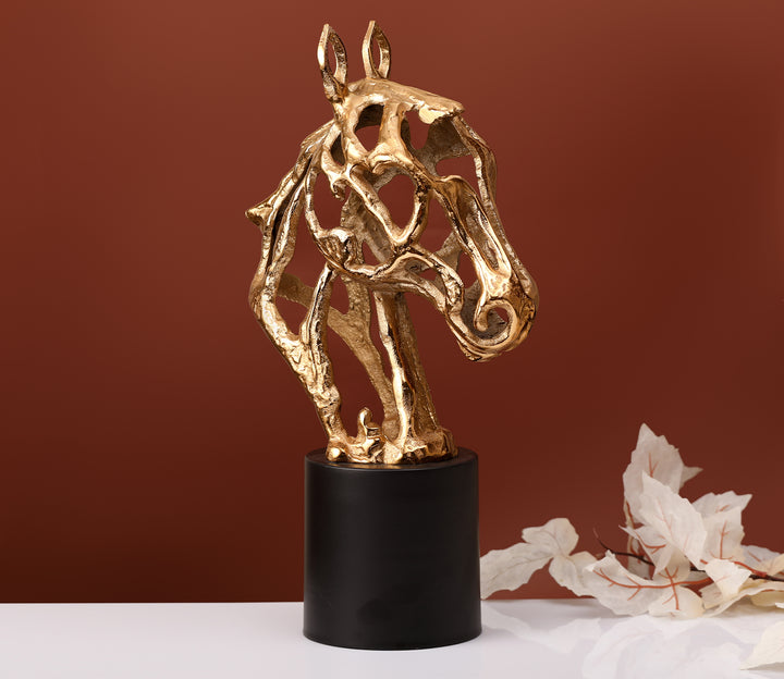 Golden Stallion with Black Base Figurine | Golden Stallion With Black Base