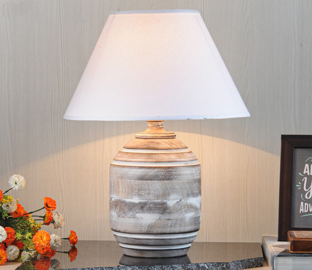 Table Lamp with White Cotton Shade