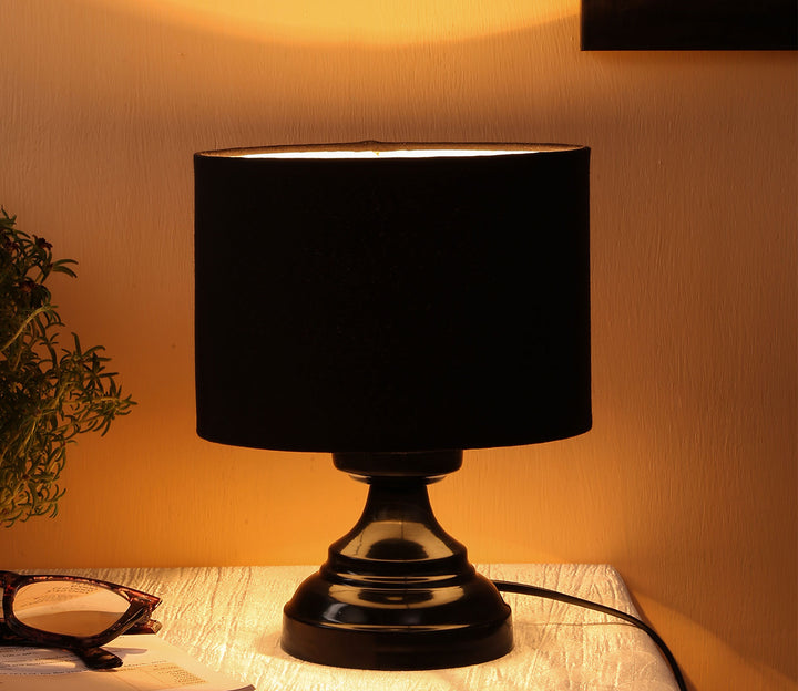 Small White Fabric Drum Table Lamp