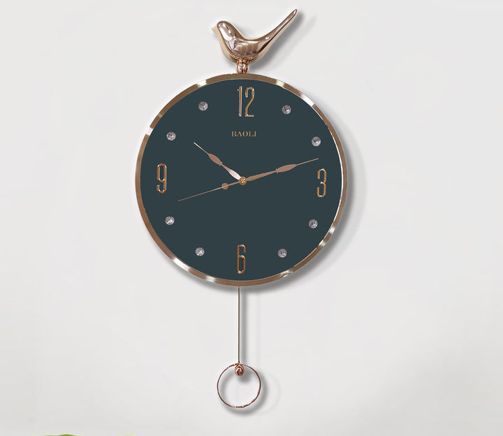 Green Sparrow Pendulum Wall Clock