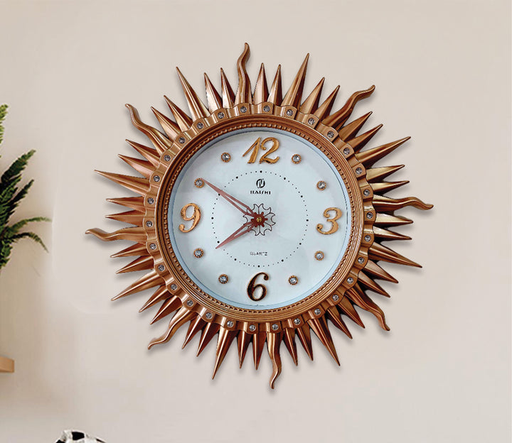 Rose Gold Sun Wall Clock
