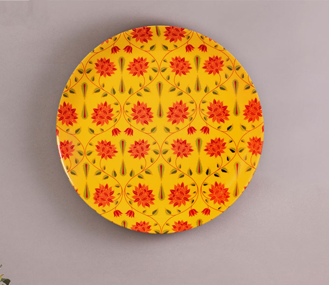 Yellow Ceramic Babur the Great Decorative Wall Plate