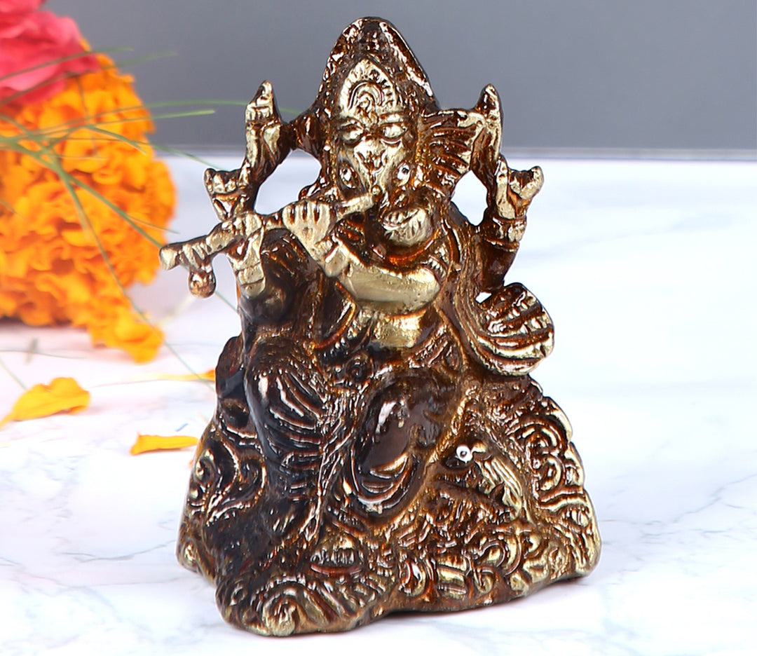 Ornate Brass Figurine with Flute