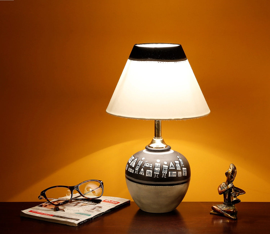 White Handcrafted Terracotta Table Lamp