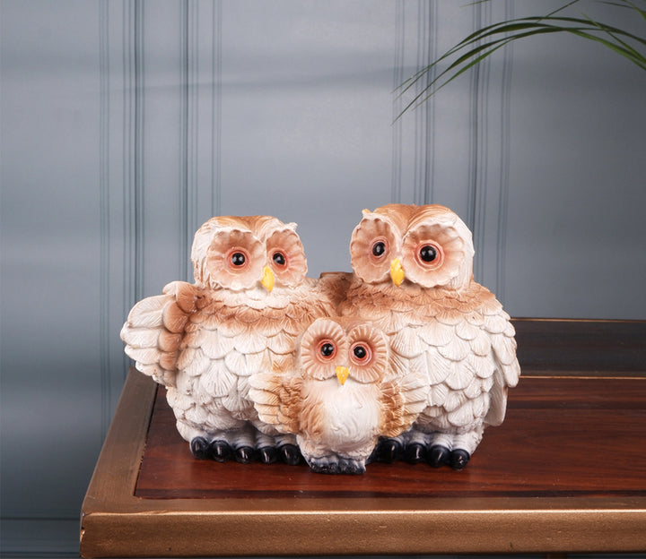 Beige Good Luck Owl Art Figurine | Beige Good Luck Charm Owl Art Figurine