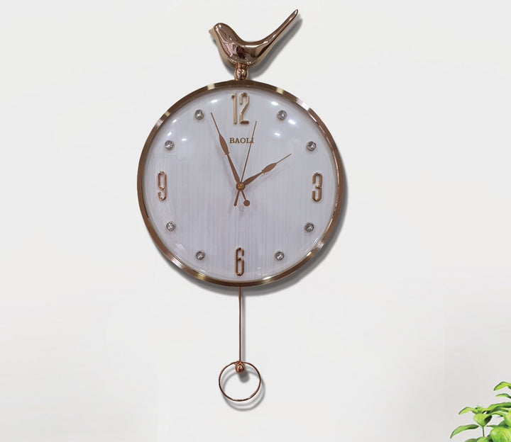 White Sparrow Pendulum Wall Clock