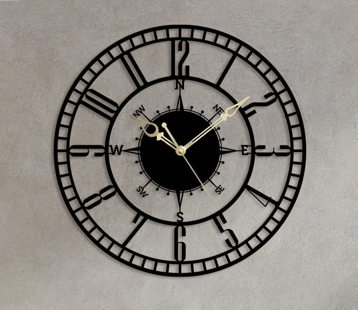 Sleek Metal Wall Clock with Roman Numerals