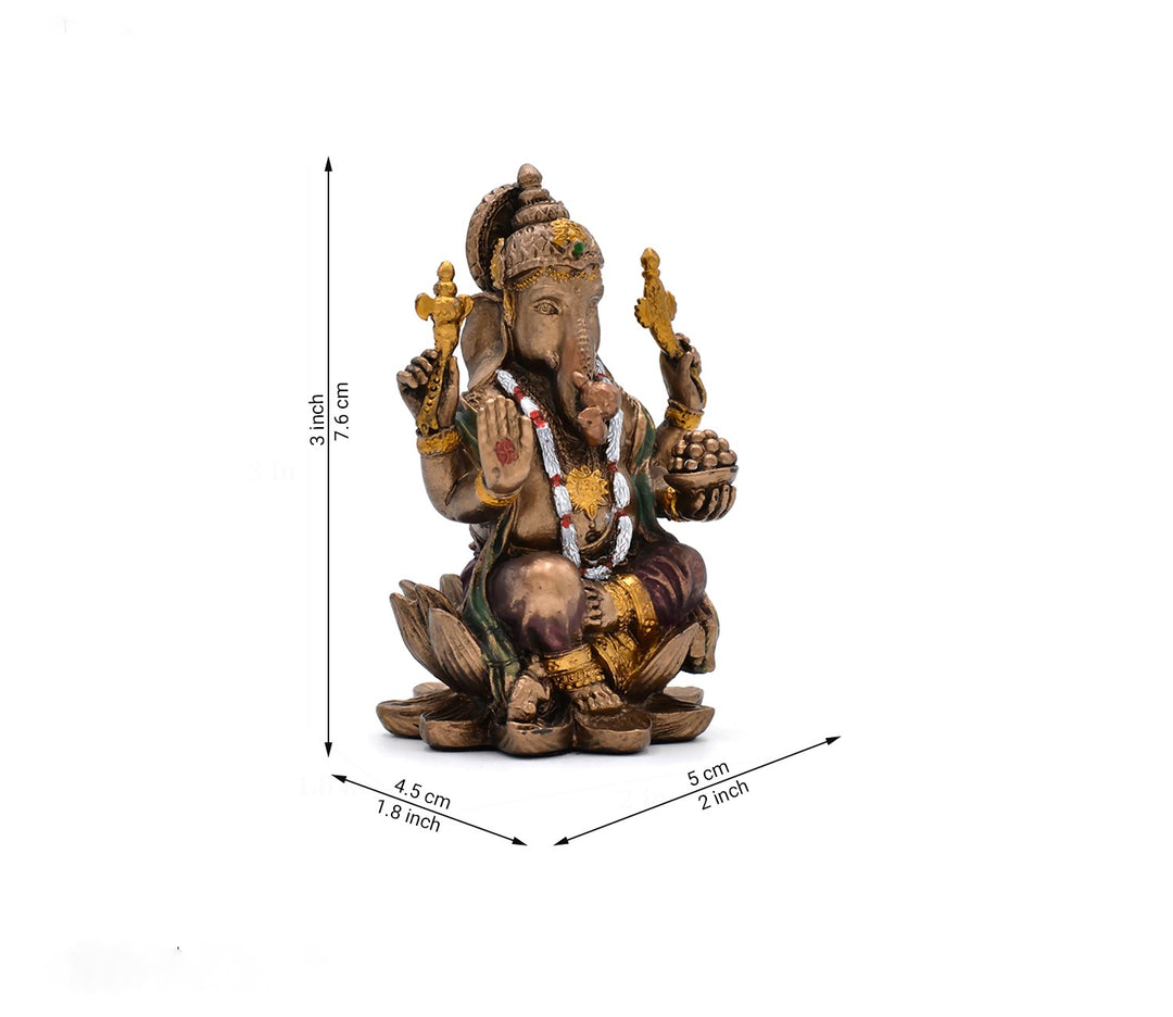 Multicolor Bronze Lord Ganesha on Lotus