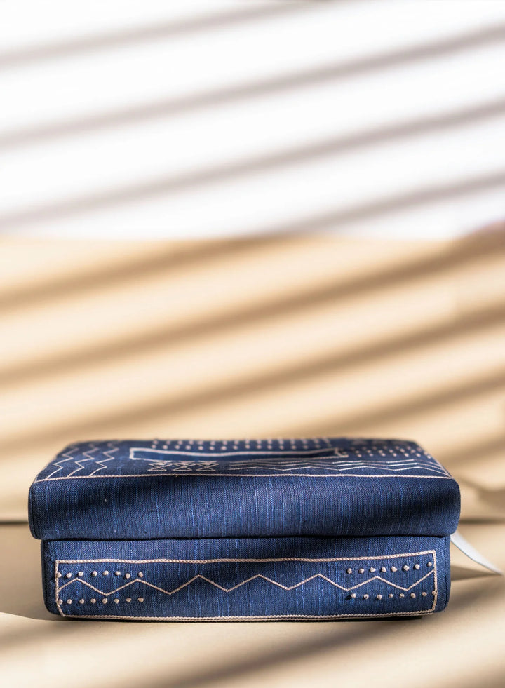 Blue Khadi Cotton Tissue Box | Yon Tissue Box - Blue