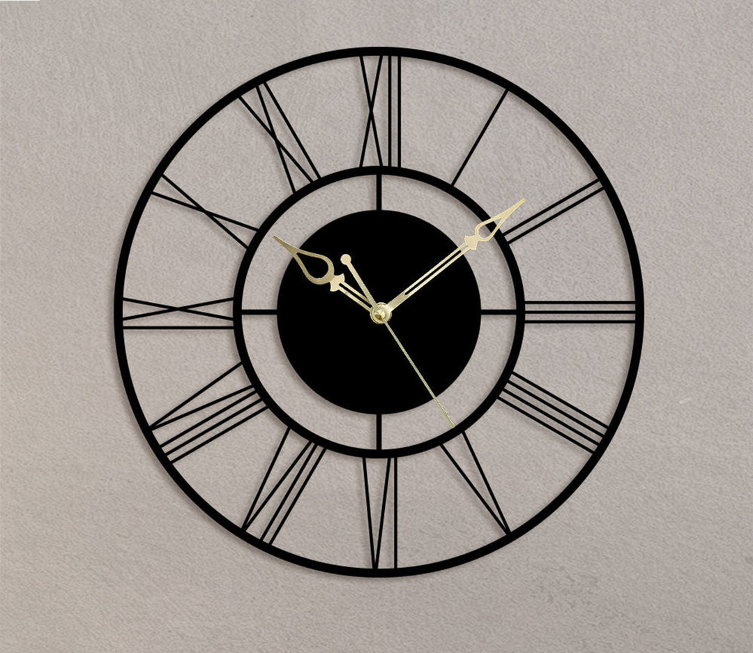 Slim Roman Numeral Metal Wall Clock