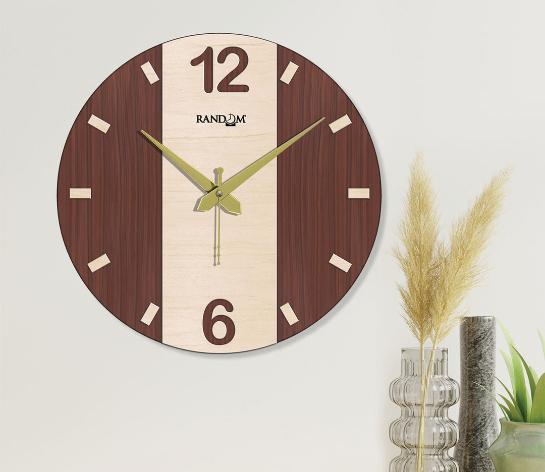 Dual Shade Round Wooden Wall Clock