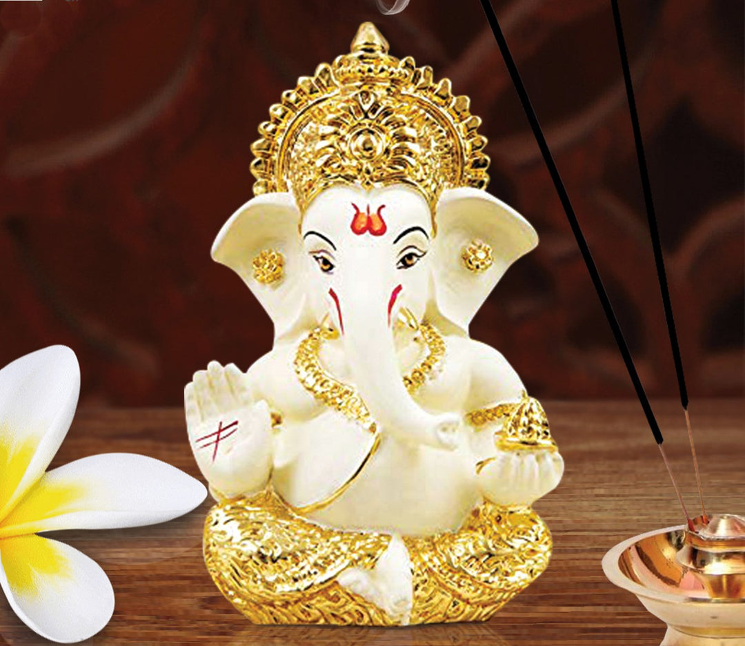 Charming Small Gold-Plated Ganesha Idol