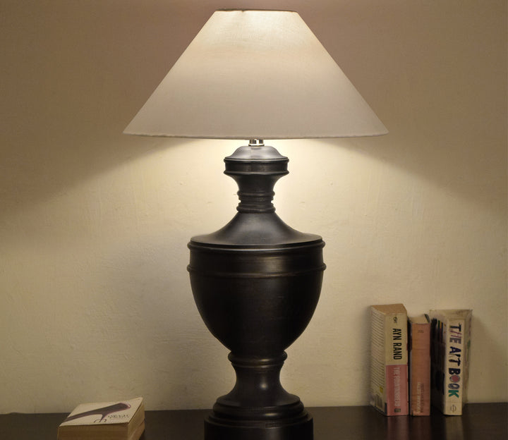 Gustav White Table Lamp with Cotton Shade