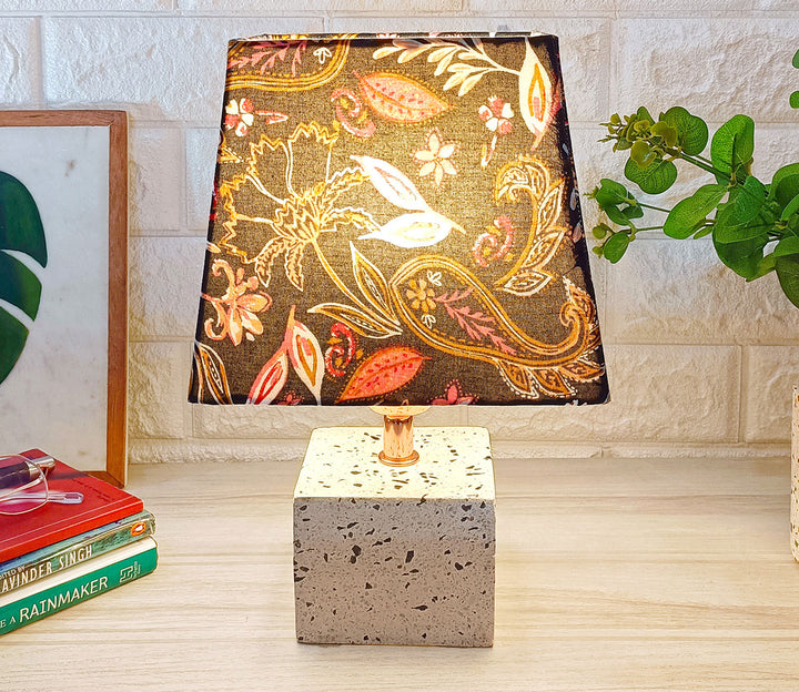 Marble Table Lamp with Floral Shade