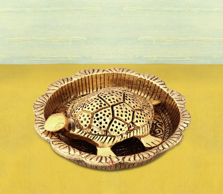 Gold Plated Metal Tortoise figurine | Tortoise in Plate Gold Plated Metal